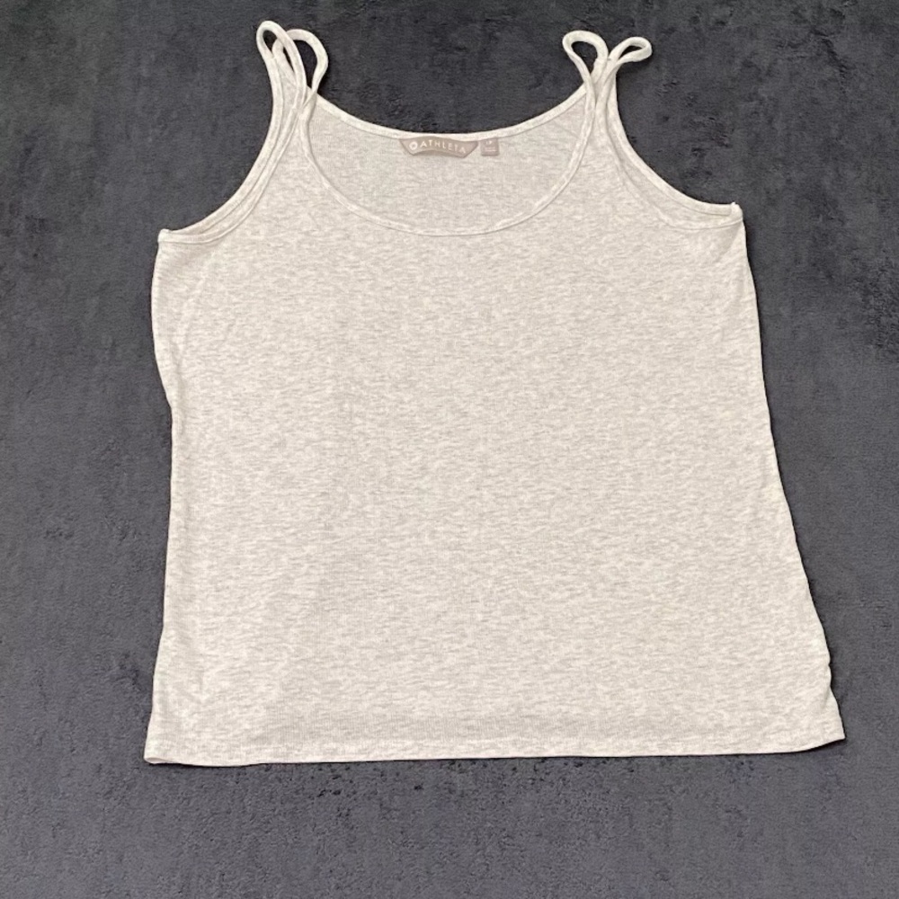 Athleta Shirt Womens LP Double Spaghetti Strap Ribbed Revive Tank Top Athletic